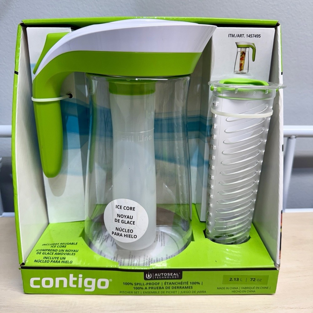 Contigo Autoseal Pitcher Set with Infuser Stick and Ice Core, 72 Ounce
